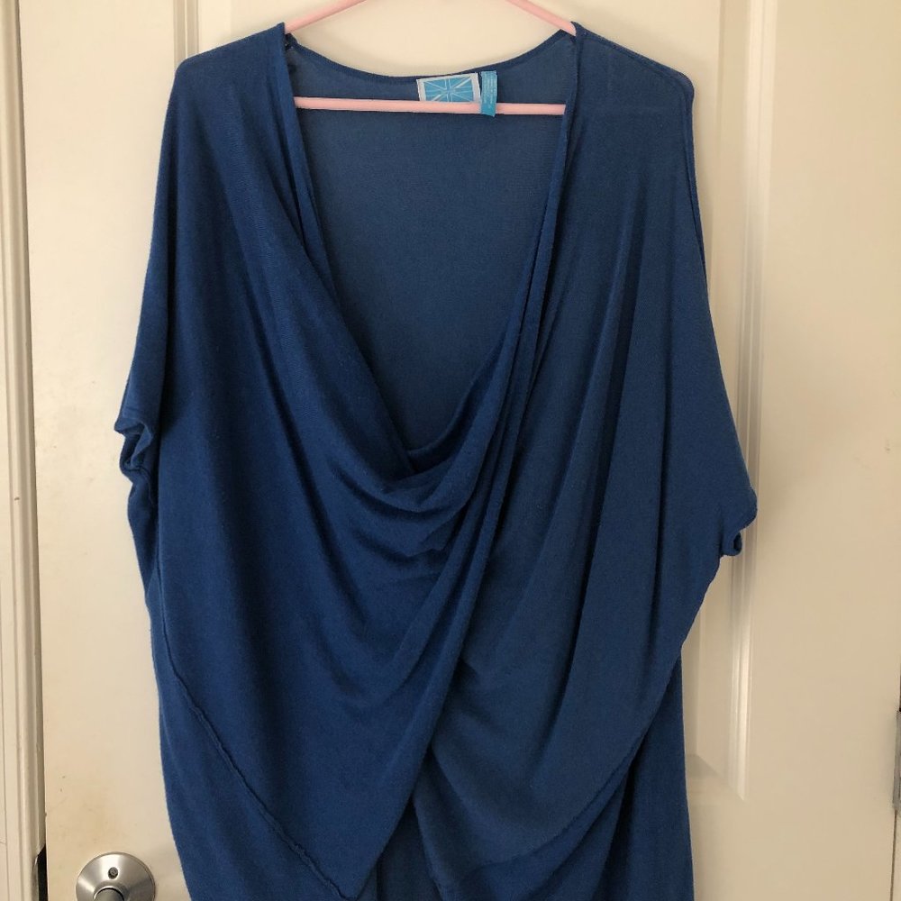 Blue Wrap-Style Survival Sweater